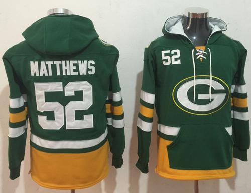 Nike Packers #52 Clay Matthews Green/Gold Name & Number Pullover NFL Hoodie - Click Image to Close